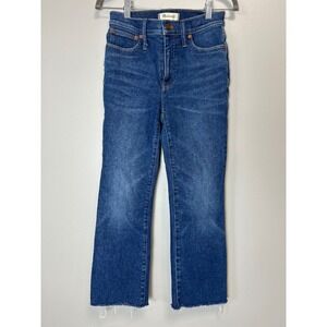 Madewell Cali Demi-Boot Jeans High Rise Raw Hem Medium Wash Blue 24P Petite